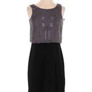 Suzi Chin for Maggy Boutique Gray and Black Midi Dress